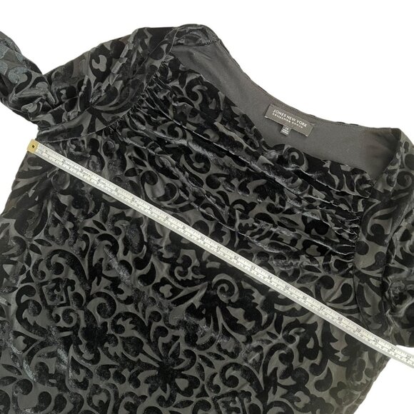 Jones New York Velvet Burnout Draped Neck Black‎ Plus Size 1X Whimsygoth Witchy - Picture 9 of 11